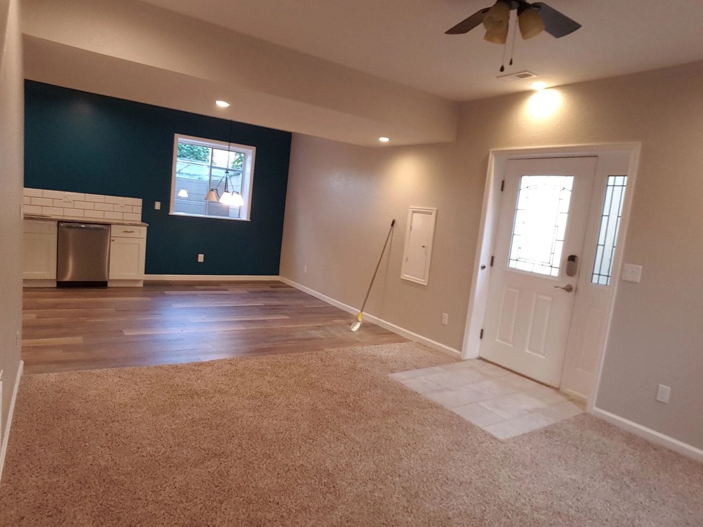 Basement finished out with new flooring and its own entry